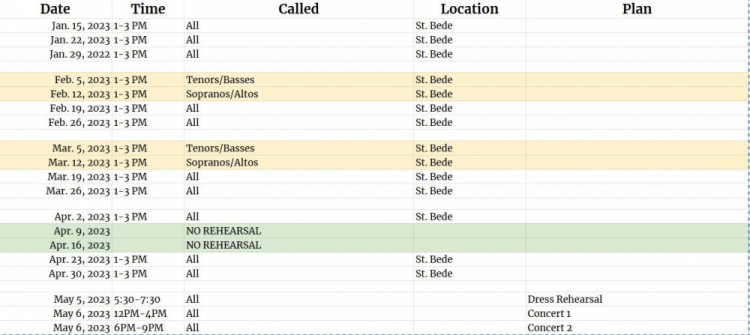 SCHEDULE - KCC SCHEDULE - KCC