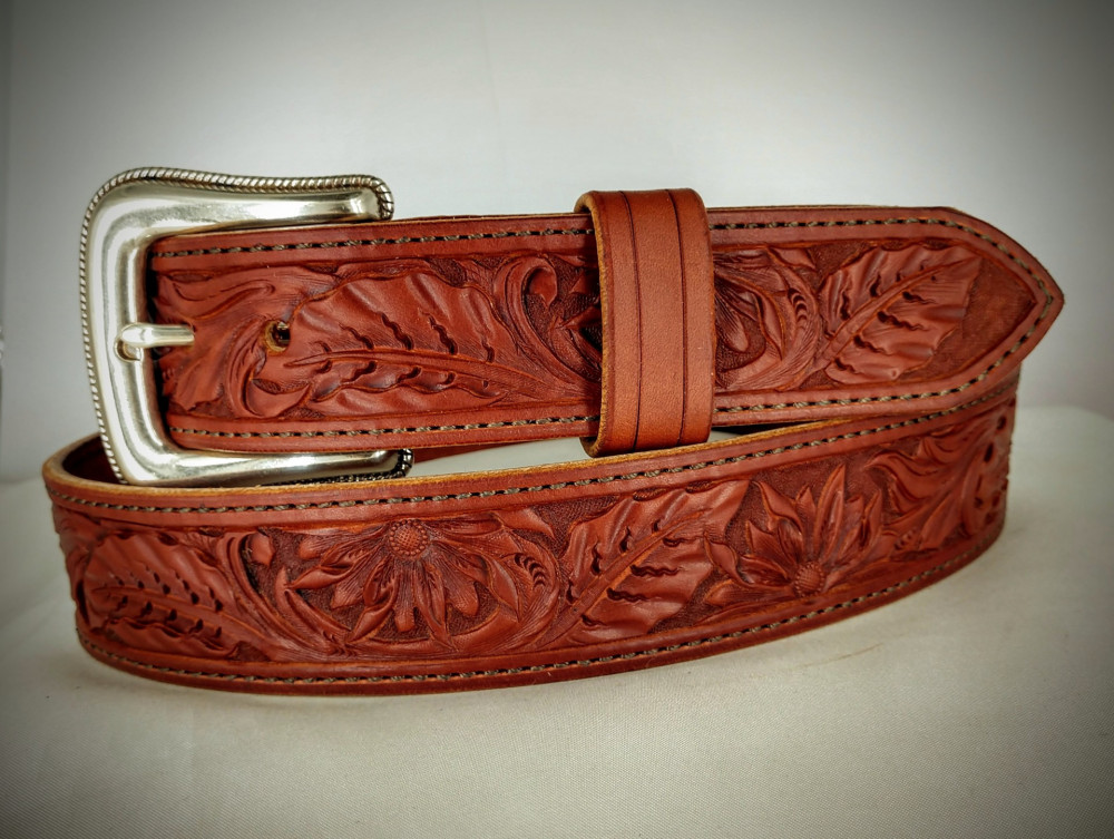 engraved leather belts