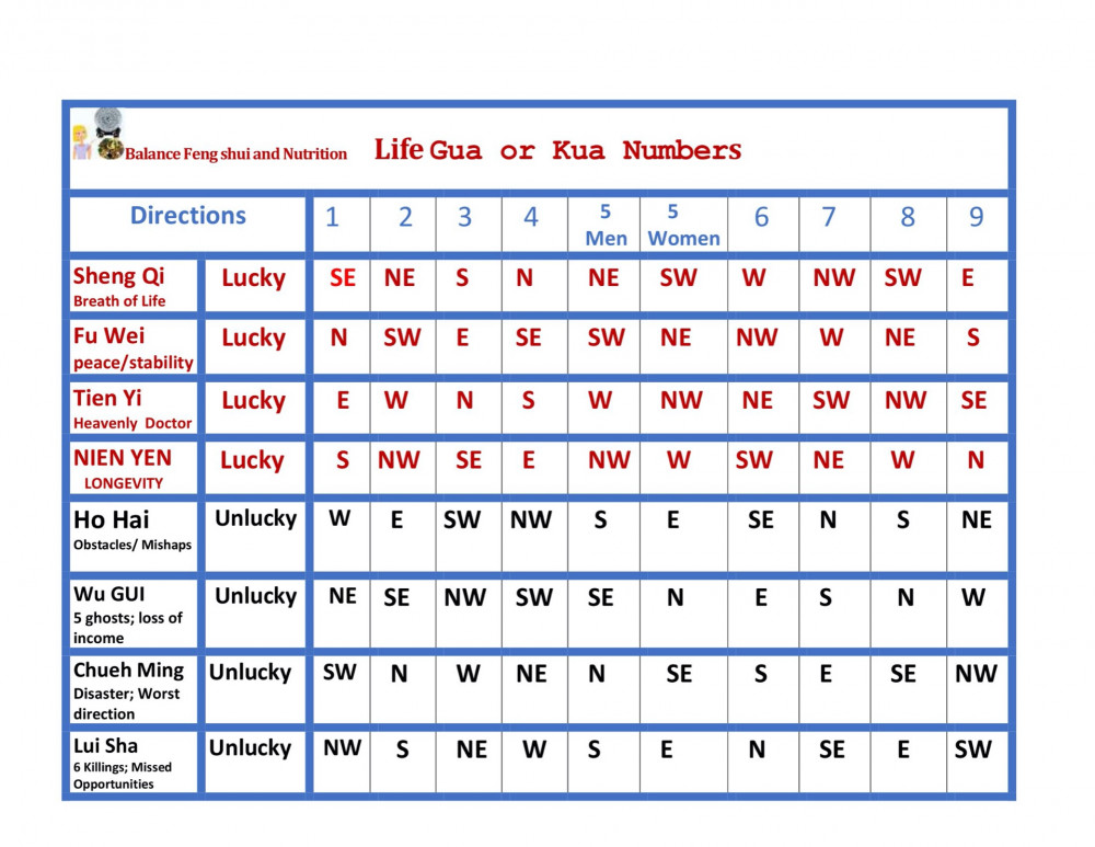 CharacterTraits of your Gua ( Kua) numbers