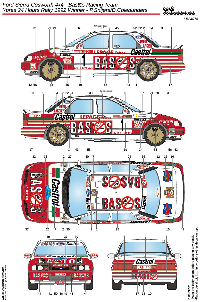 1/24 Ford Sierra Cosworth 4x4 - Bastos Racing Team - Ypres 24 Hours ...