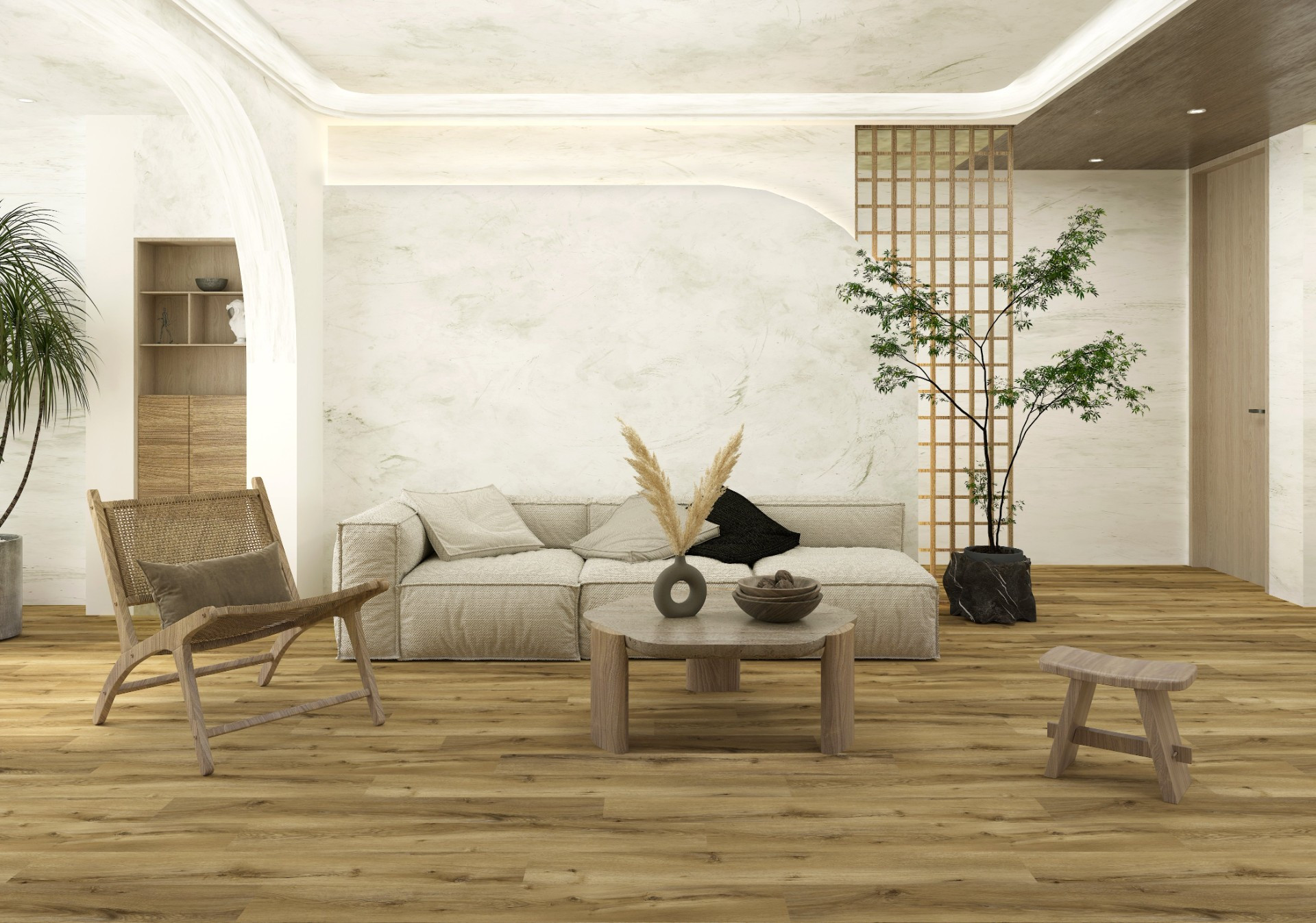Classic Warm Oak 7mm SPC Vinyl Flooring room scene
