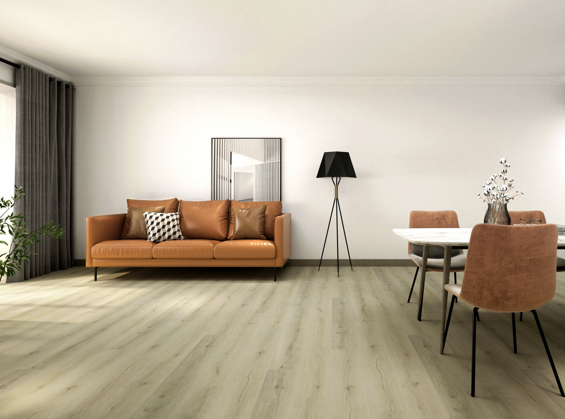 Smoked Knotty Oak 7mm SPC Vinyl Flooring room scene