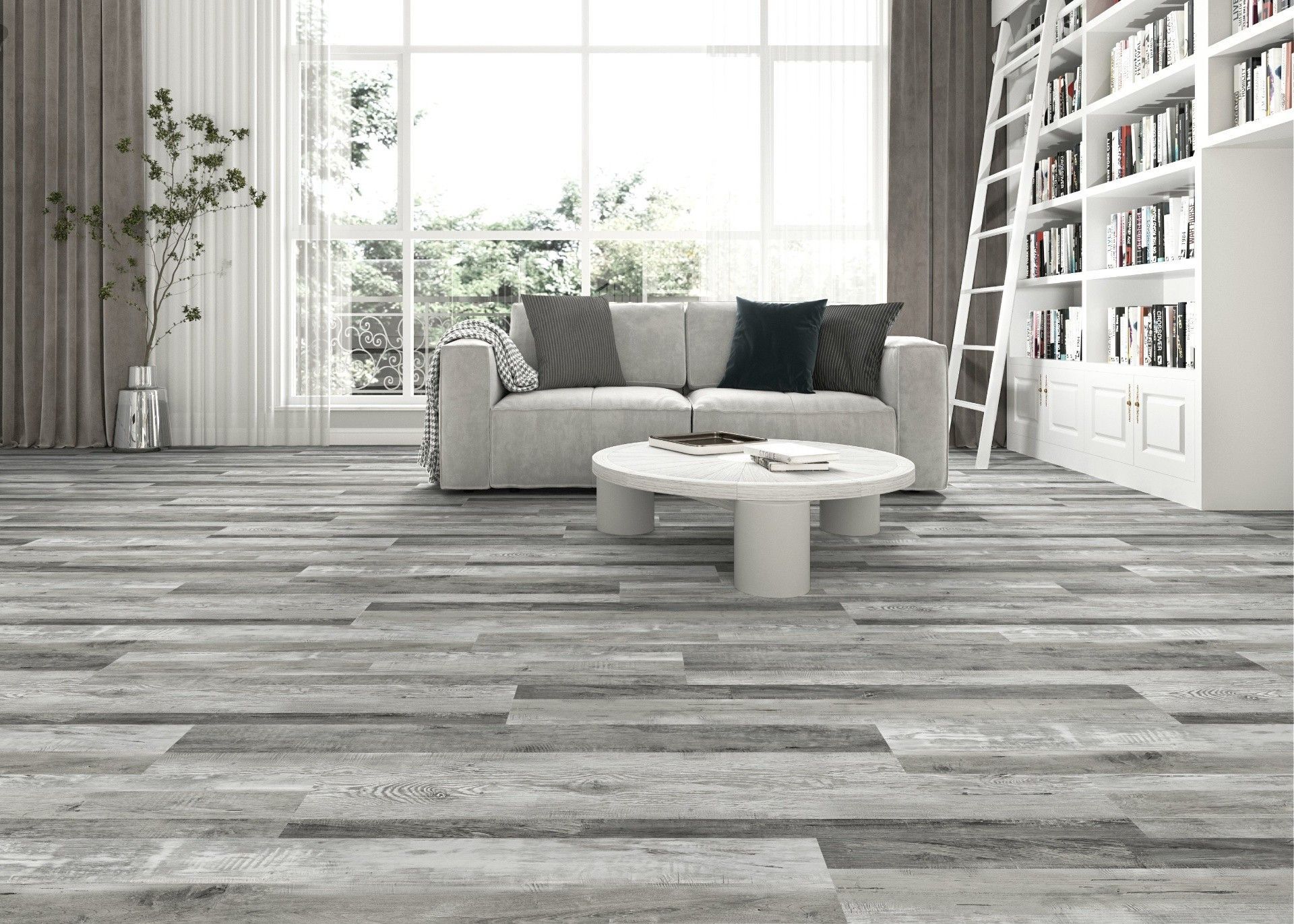 Weathered Grey Oak 5mm SPC Vinyl Flooring room scene