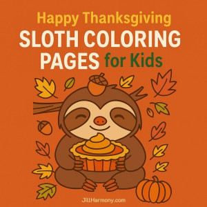 Free Thanksgiving Sloth Coloring Sampler for Kids (and Sloth-Loving Grownups!)