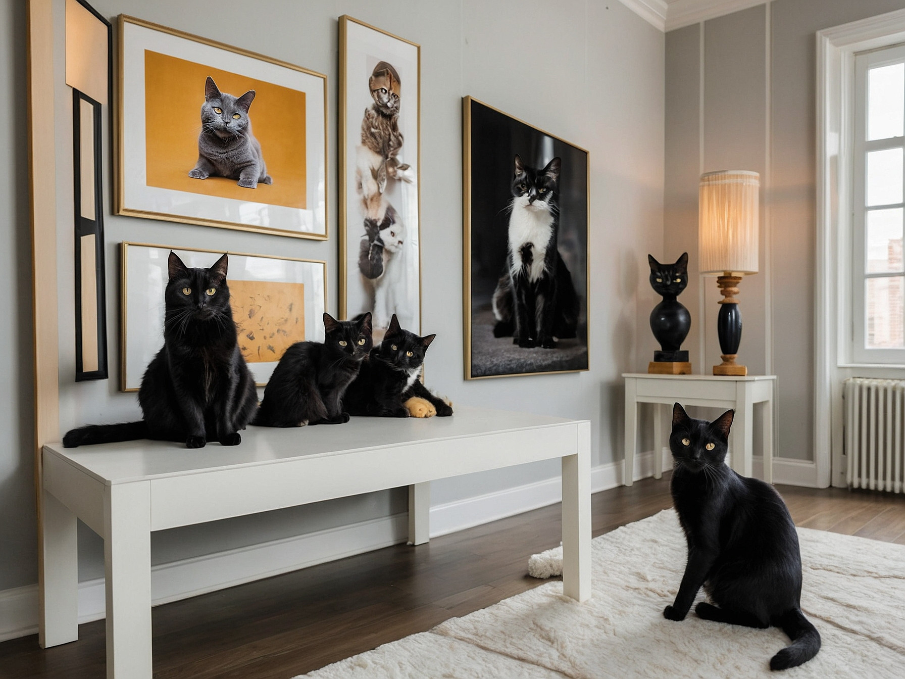 a group of rare black cat breeds together in this own cat room