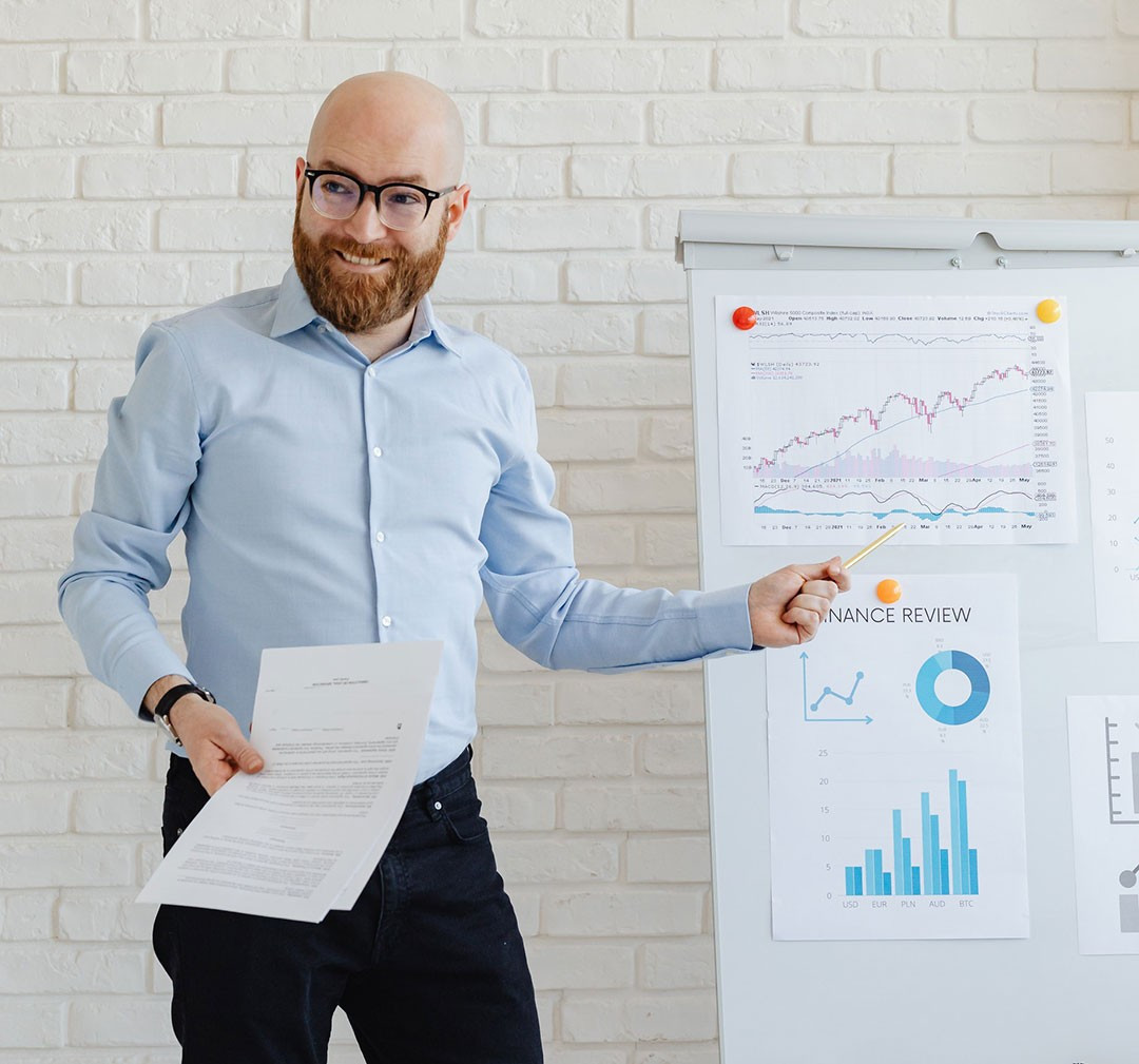 Online video demand increasing as shown by a male presenter.