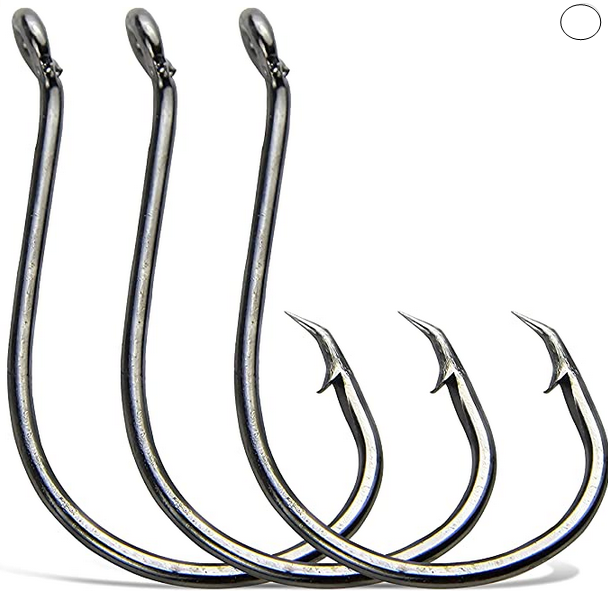 Inline Circle Hooks Saltwater Fishing Catfish Hooks 100pcs Colsed Eye for  Bass Salmon Striped Size 3#-15# Bait Assistant Hooks