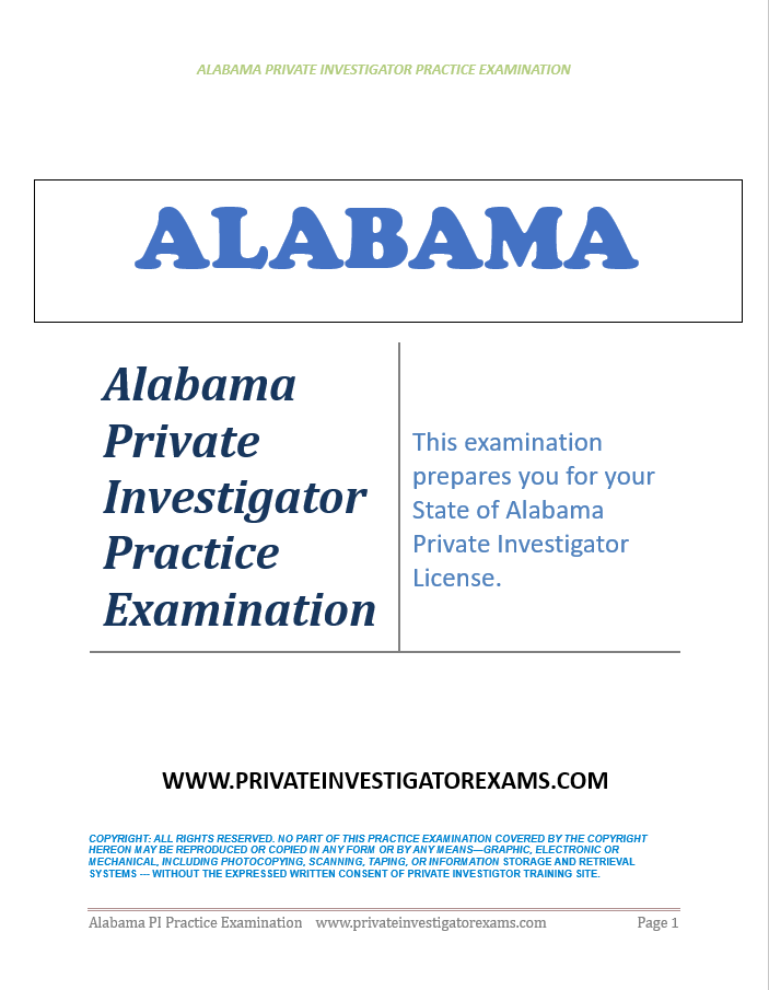 Alabama Private Investigator Practice Examination