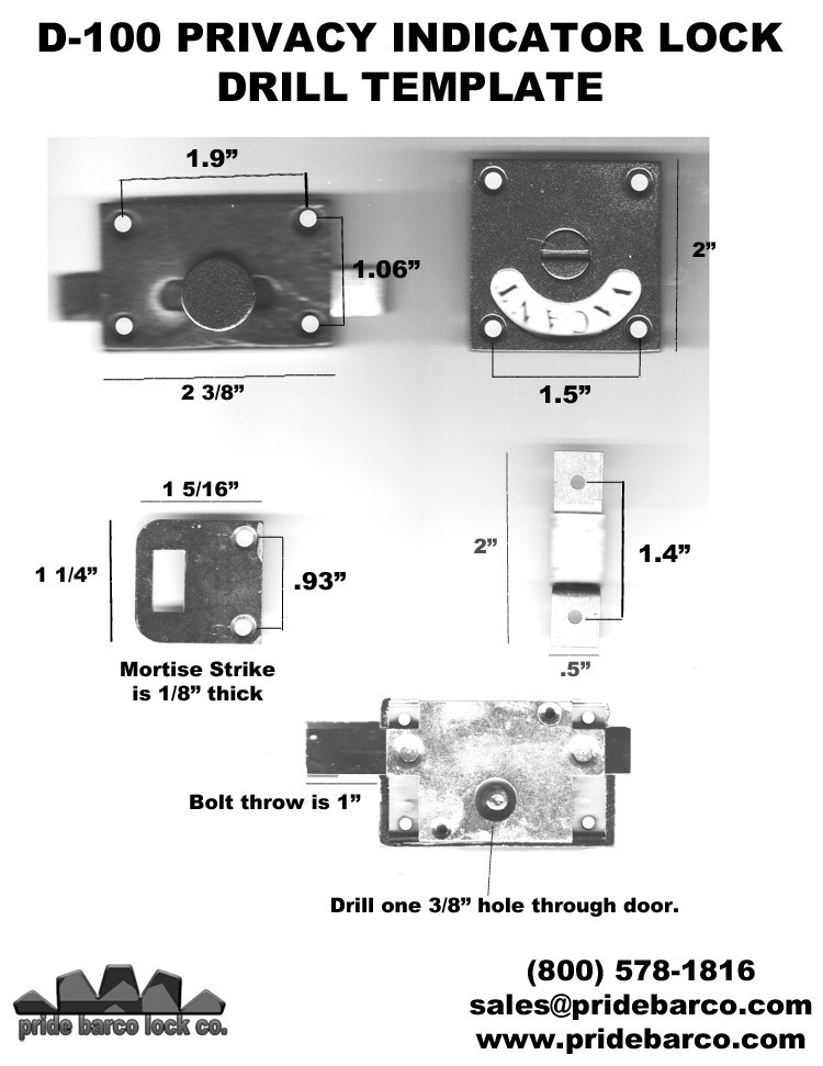 drill hole dimensions for bathroom indicator lock