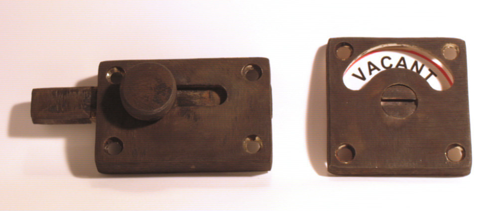 antique bathroom lock, distressed brass indicator lock