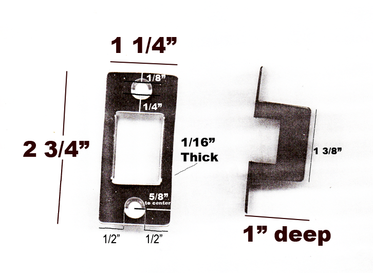 latch keeper dimensions, pocket door stirke