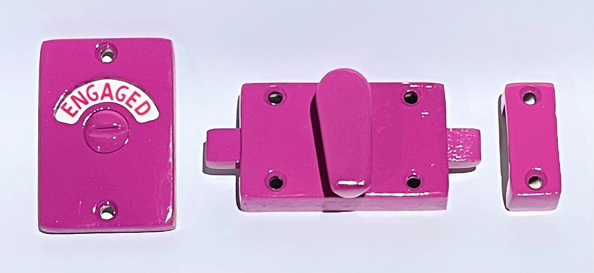 pink bathroom indicator lock, pink occupied lock, pink bathroom hardware