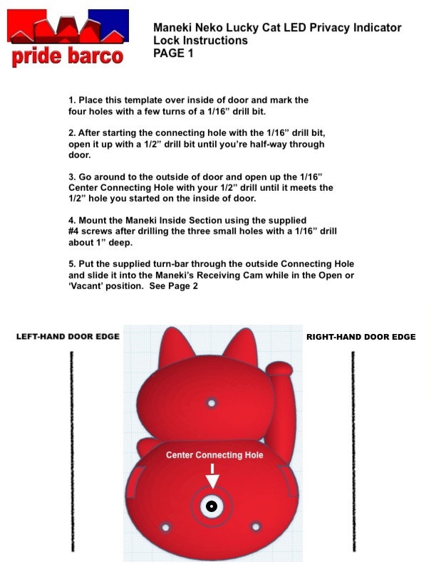 Maneki Neko Lucky Cat LED Bathroom Indicator Lock