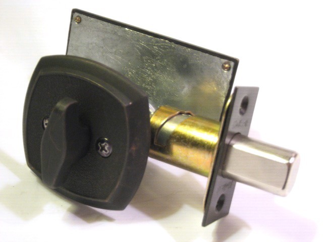 occupancy indicator deadbolt lock, occupancy indiactor deadbolt, restroom privacy lock, antique bronze bathroom lock