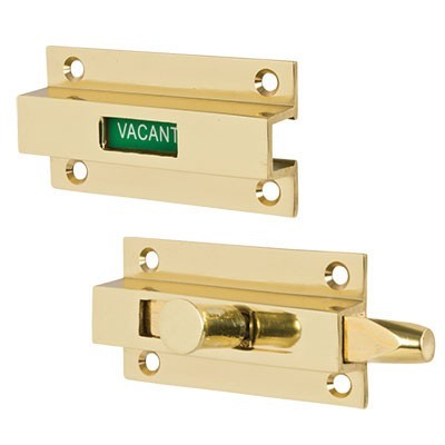 brass indicator bolt vacant, sliding indicator lock bathroom, brass sliding indicator stall doors