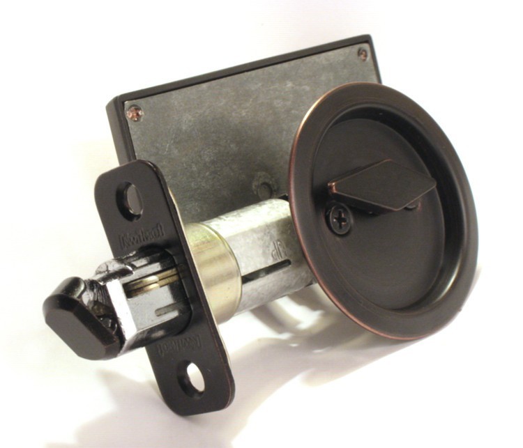 pocket door privacy lock, dark bronze indicator lock