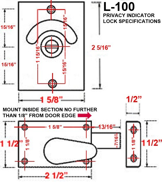 dimensions indicator bolt, L-100 specs, bathroom indicator bolt specs