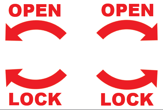 thumb turn indicator sticker, open and lock arrows sticker