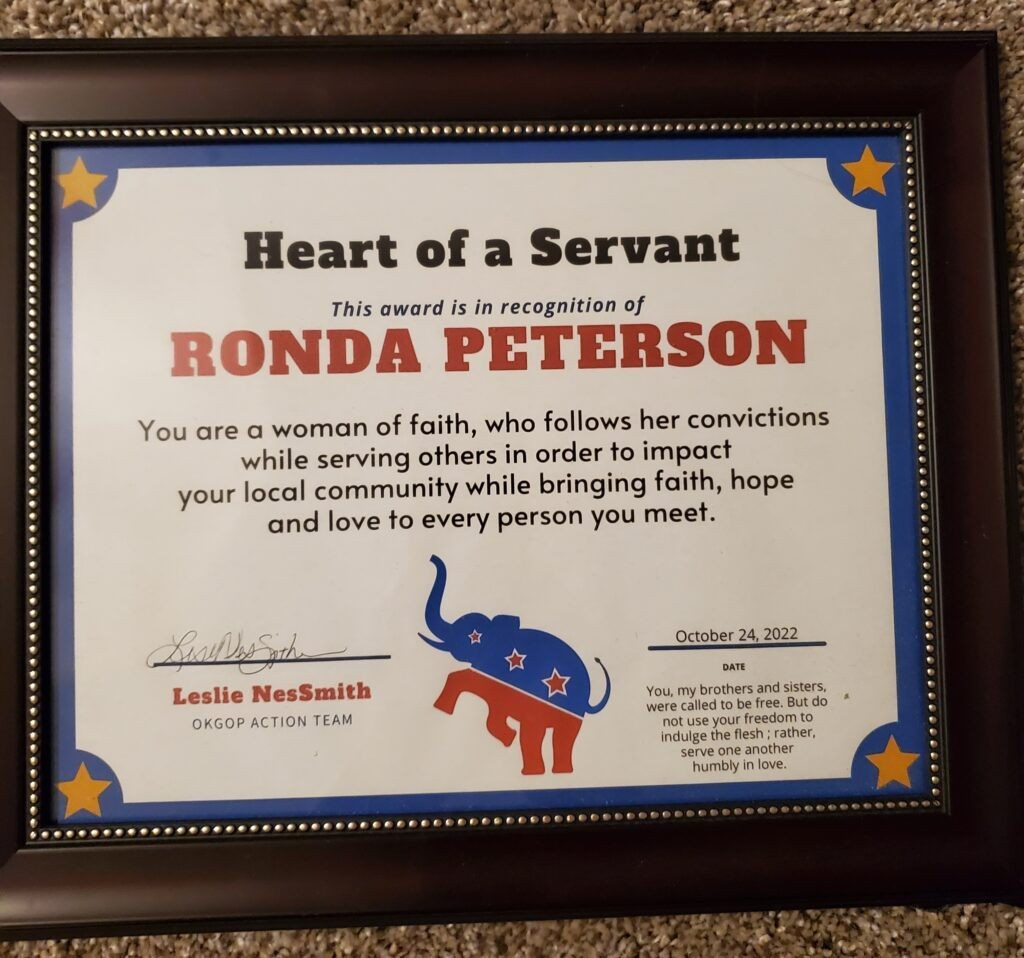 Ronda Peterson award and recognition