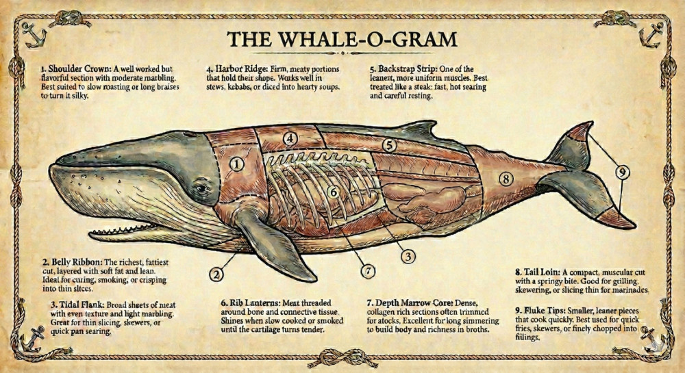 Whale-o-gram butcher diagram