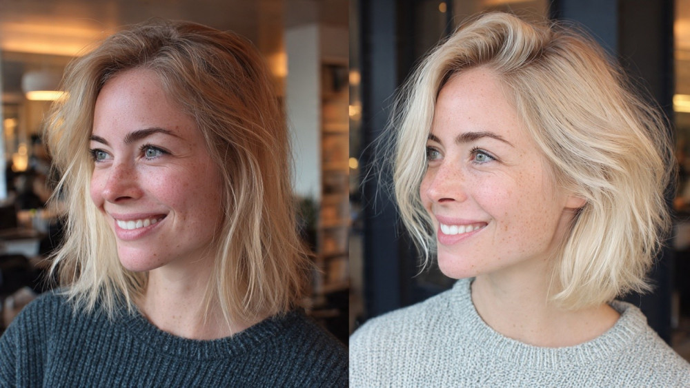 before and after blonde transformation Mark Vang Hair Design Dallas TX