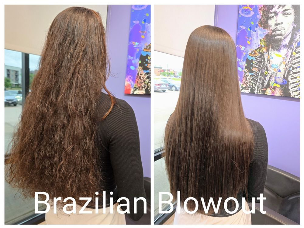 Stunning before and after Brazilian Blowout at Dallas hair salon-Mark Vang Hair Design