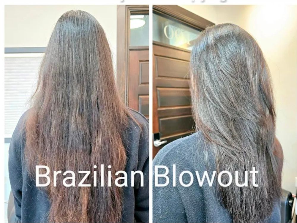 Stunning before and after Brazilian Blowout in Dallas, TX-Mark Vang Hair Design