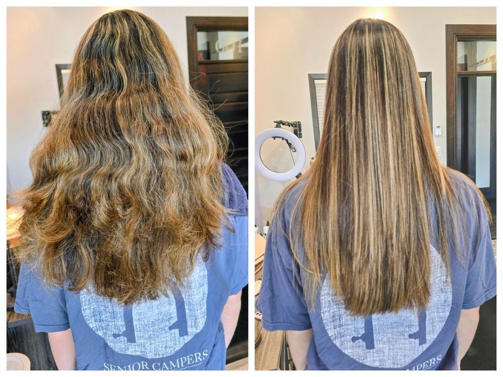 Stunning before and after Brazilian Blowout at Dallas hair salon-Mark Vang Hair Design