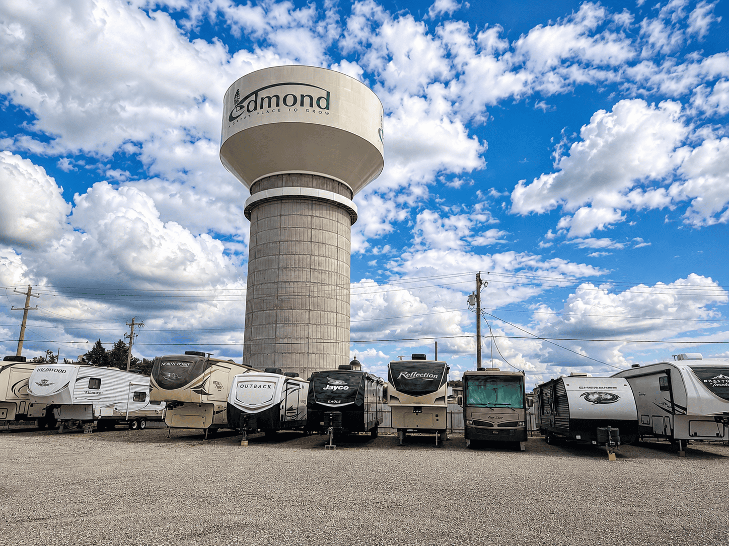 Open RV and trailer storage in Edmond Oklahoma