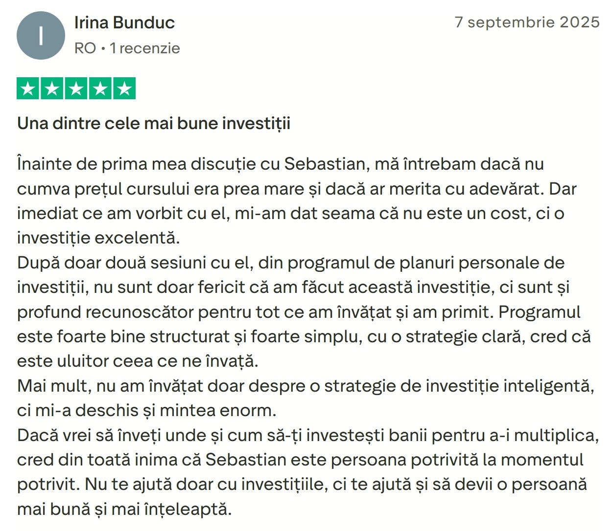 Recenzie Investitor 1 Oră