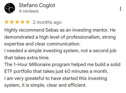 Verified Trustpilot review for The 1-Hour Millionaire - Busy professionals achieving financial freedom with ETFs 2
