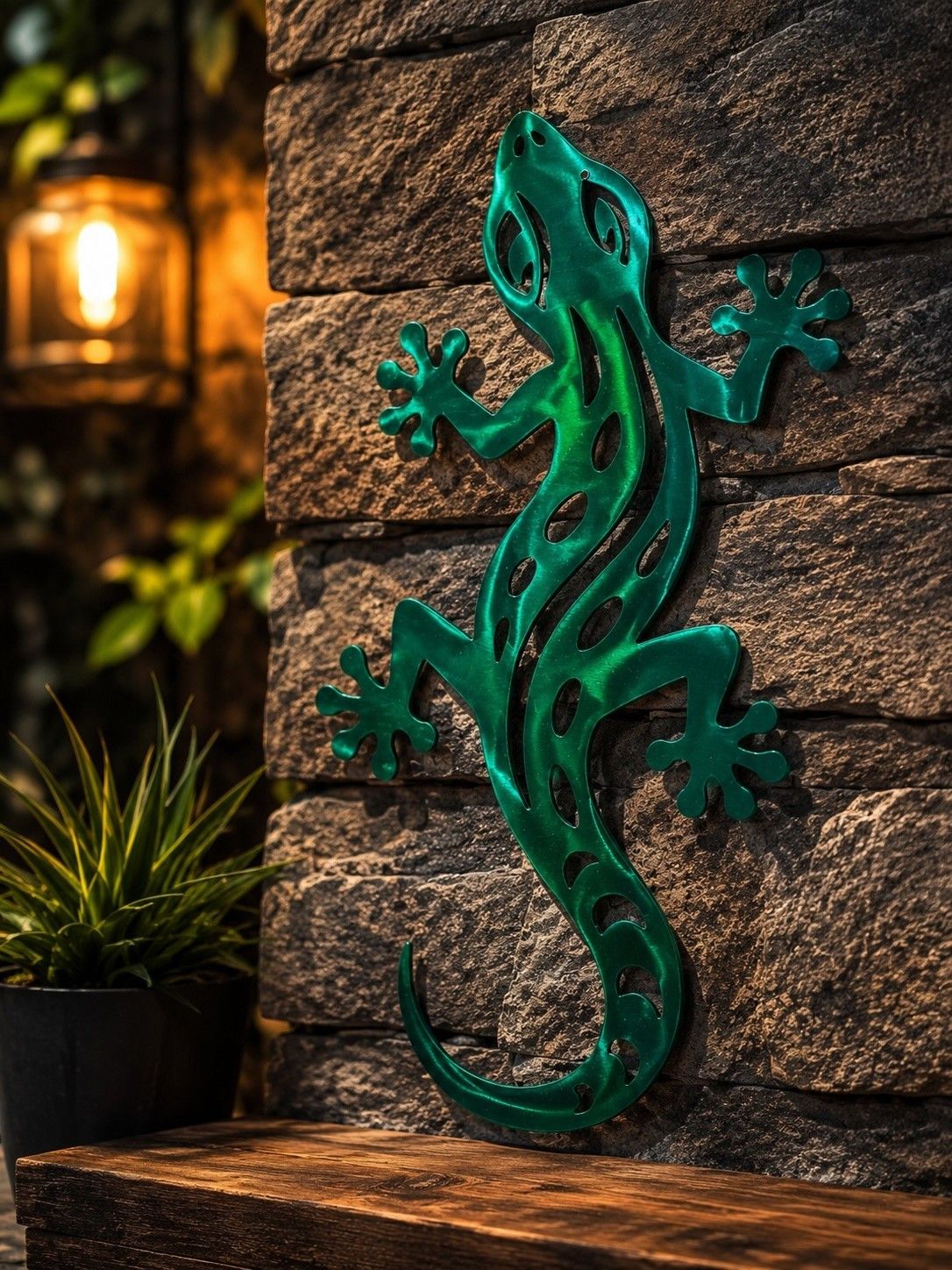 Tropical Desert Gecko metal wall art by Burbs to Barns Designs