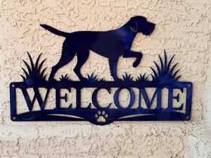 Wirehaired Pointer Dog Welcome metal sign