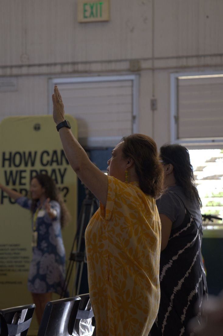Hands raised in worship