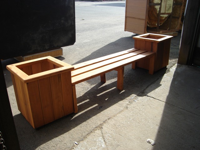 cedar square flowerpot bench 1 of 2