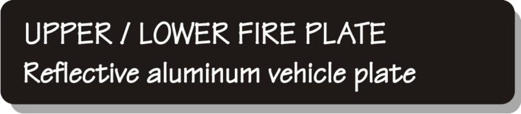 Upper / Lower Firefighter Vehicle Licence Plate - Reflective aluminum vehicle plate