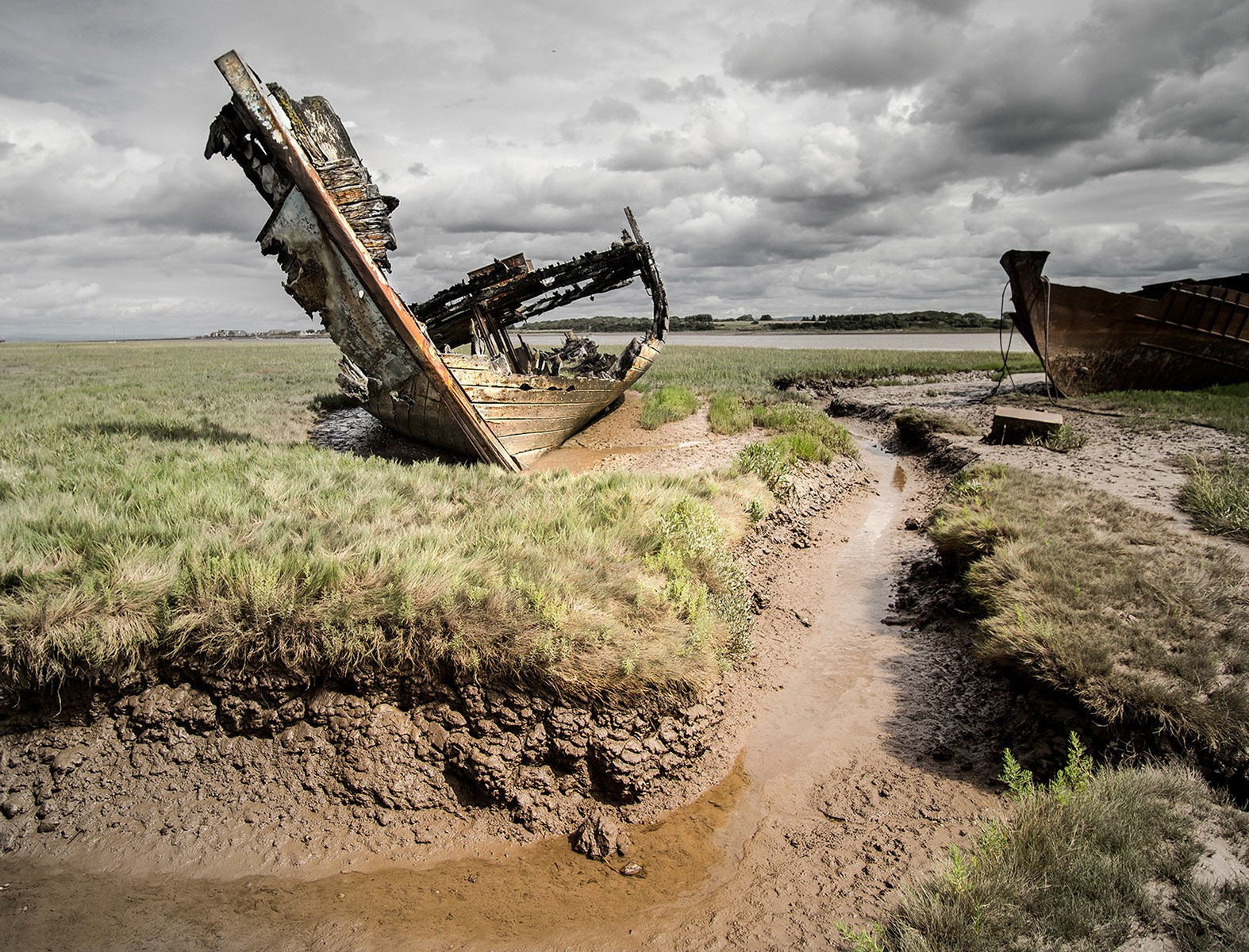 The wrecks at Fleetwood  Marsh Nature Reserve. by Bill Smith