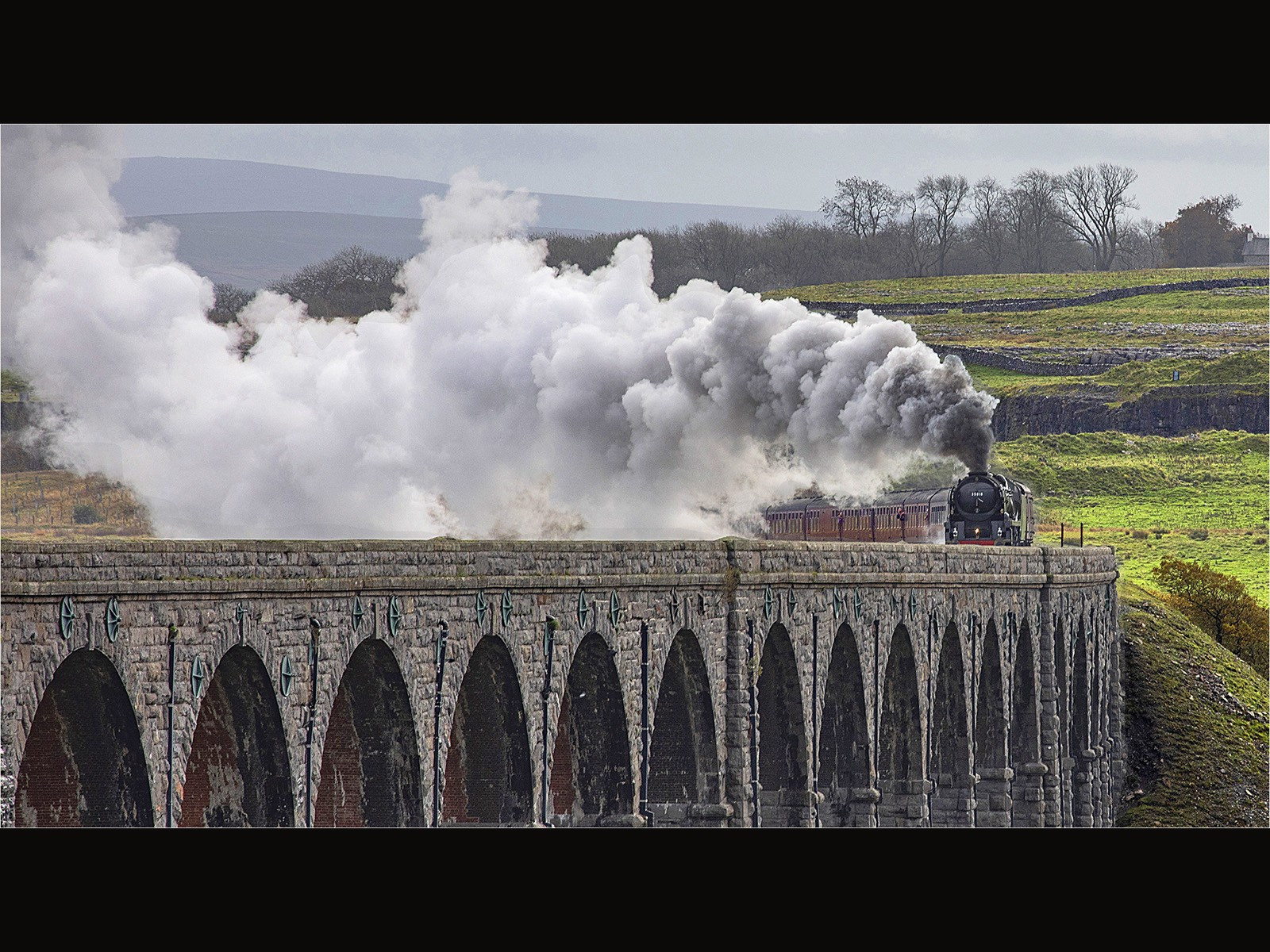 Steam over the Ribblehead Viaduct