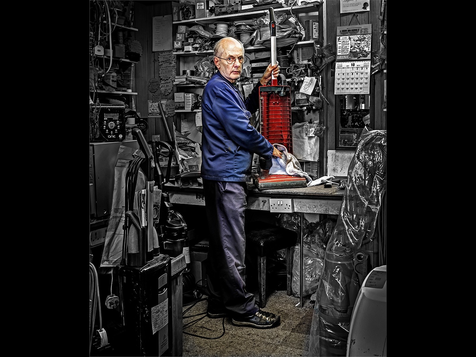 The vacum repair man in his workshop