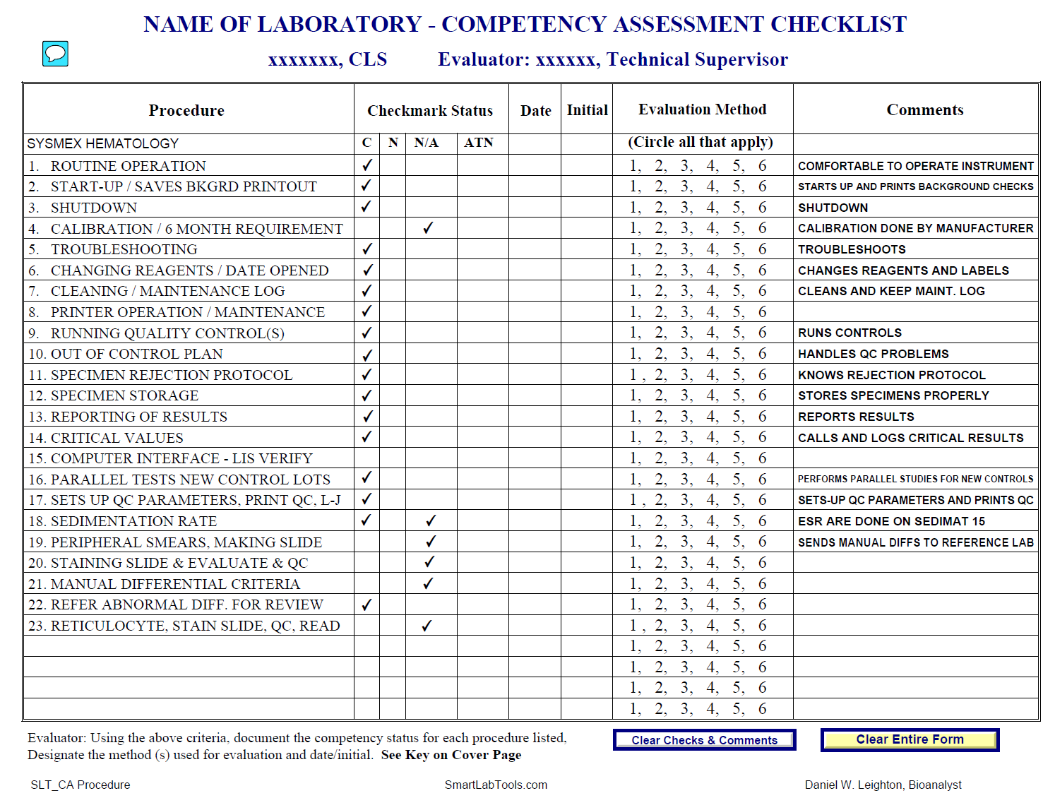 Smartlabtools Slt Competency Assessment Forms