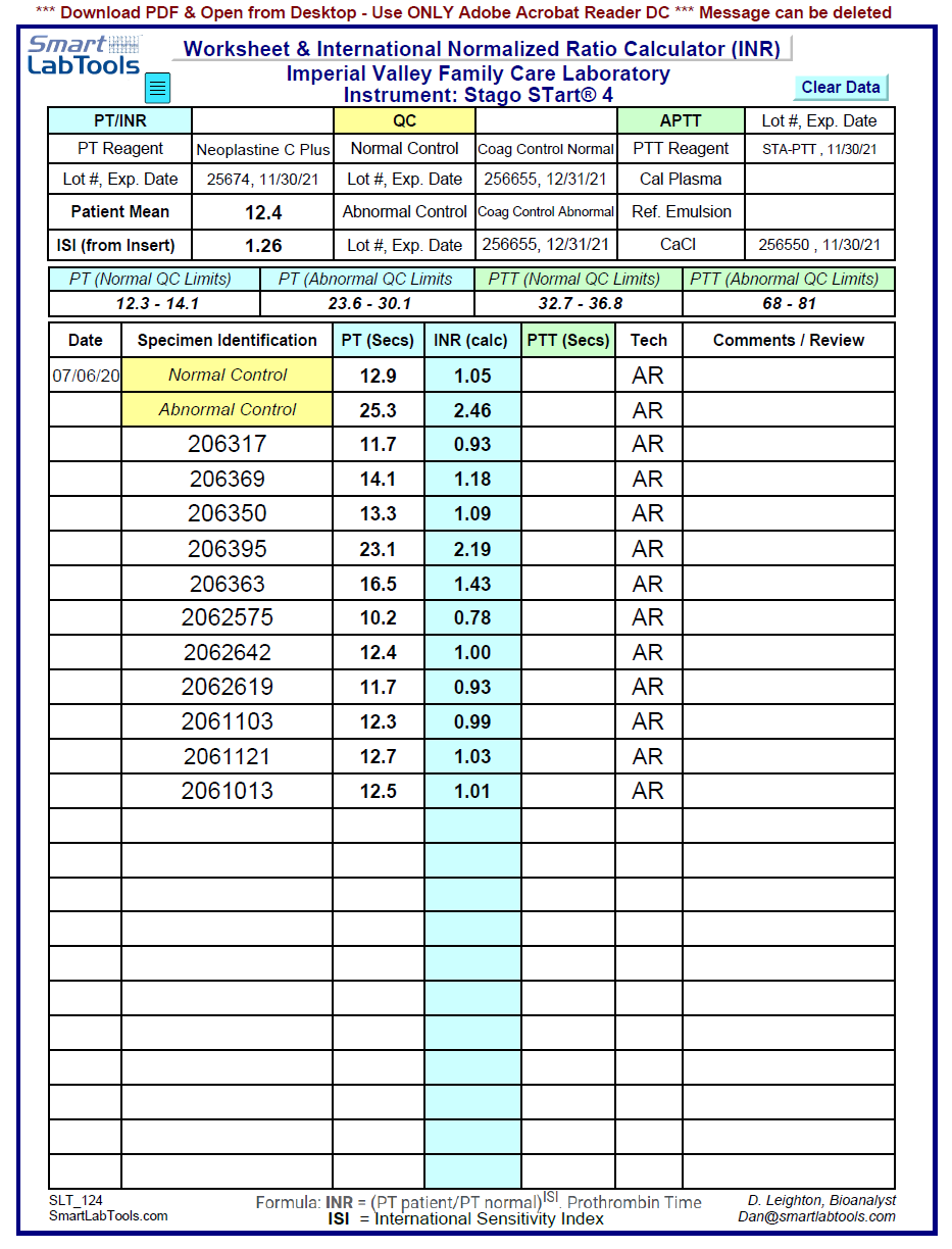 Inr Calculation From Pt