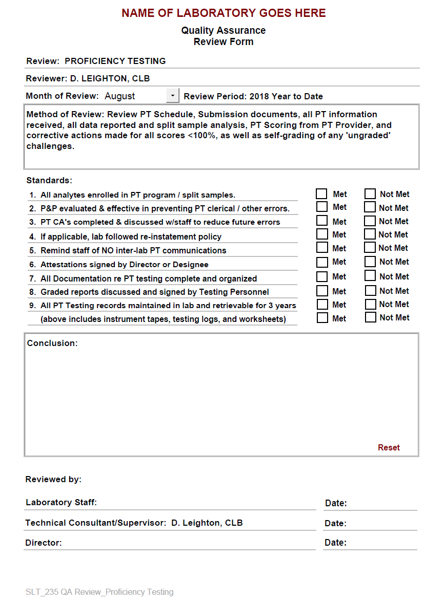 SmartLabTools | SLT_QC Review Forms