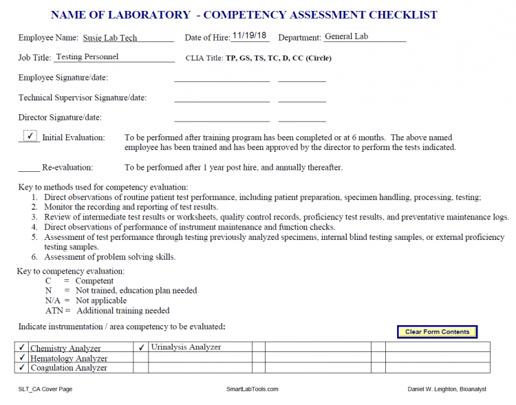 SmartLabTools | SLT_Competency Assessment Forms