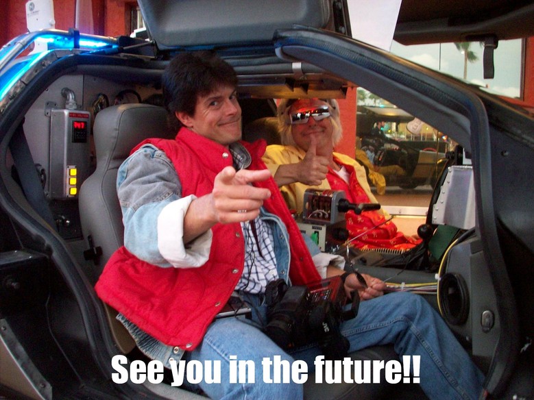 Doc and Marty in the Delorean Time Machine