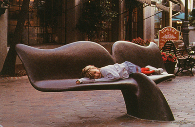 whale tail bench park sculpture