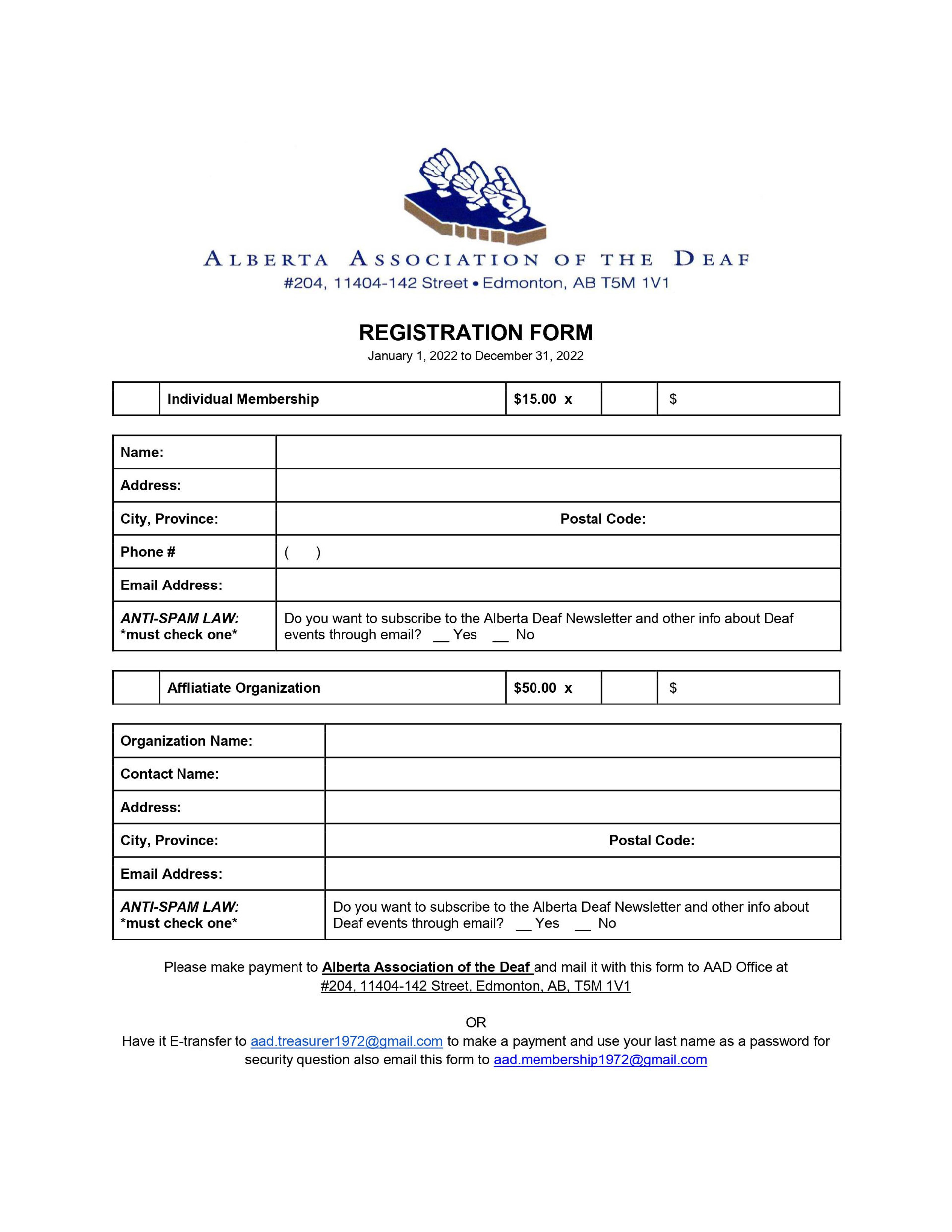 AAD 2022 Registration Form