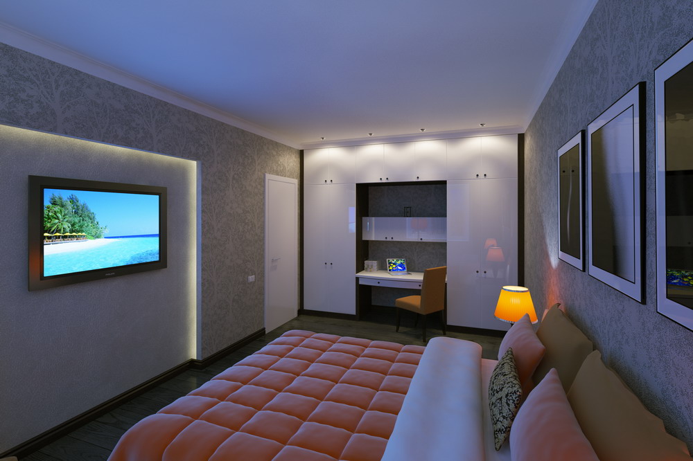 Дизайн интерьера спальной комнаты из проекта загородного дома