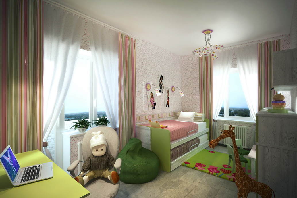 Дизайн интерьера детской комнаты для девочек