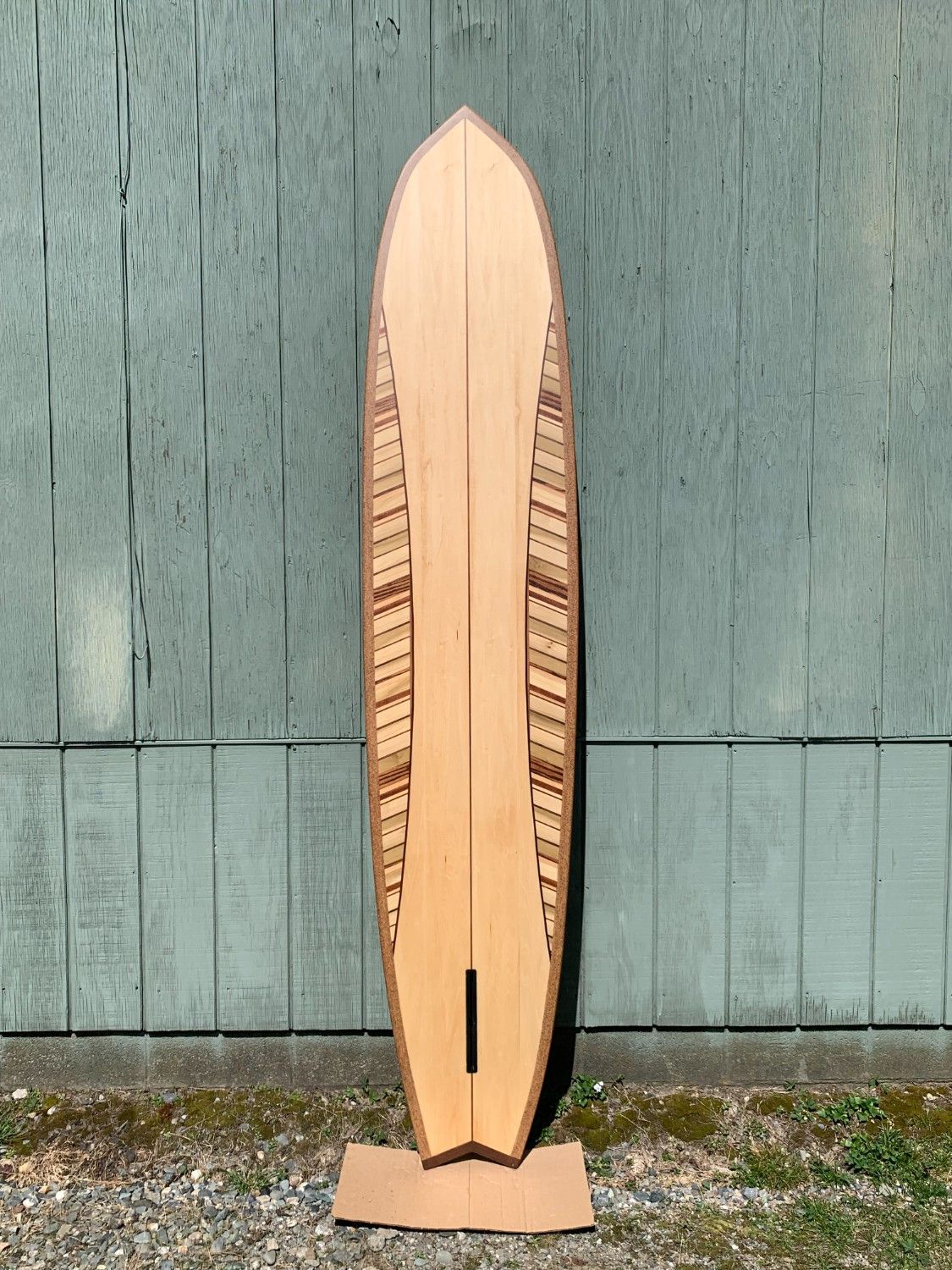 9' Fish - full view bottom - Tao Woodworking - build your own wood surfboard - paddleboard -Stowe Vermont
