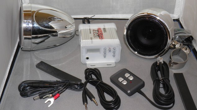 100 Watt motorcycle stereo system with remote and bullet speakers